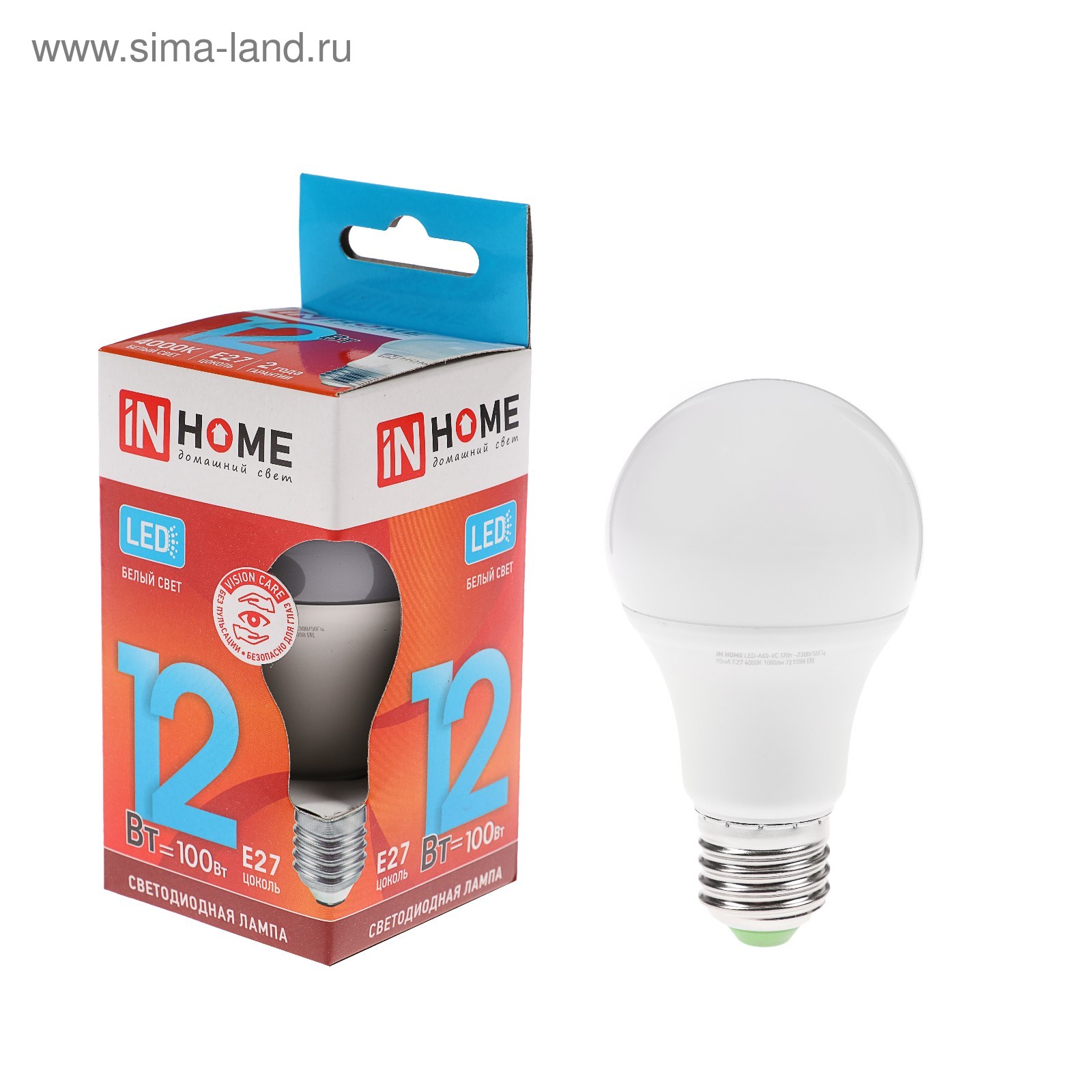 Лампа светодиод.IN H LED -A60-VC Е27 12Вт 230В400К1080Лм 4206886