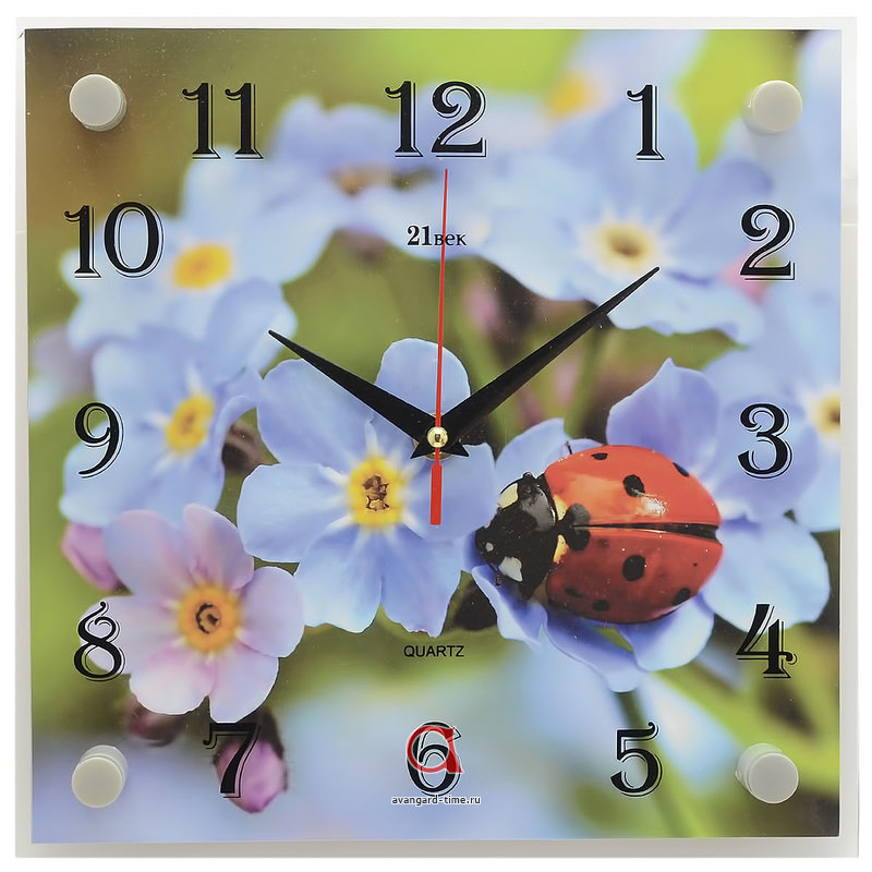 Часы настенные 2525-1143 Божья коровка на фиалках