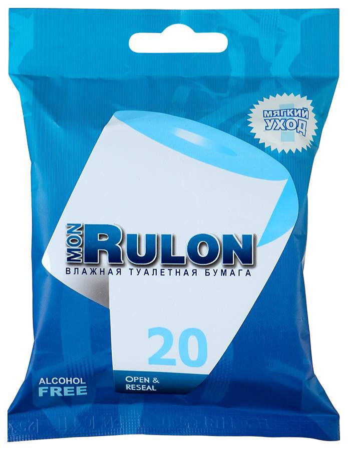 Бумага туалетная влажная 20шт Mon Rulon