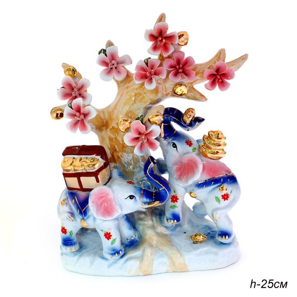 Статуэтка Слоны у денеж.дерева 25см W252 130000