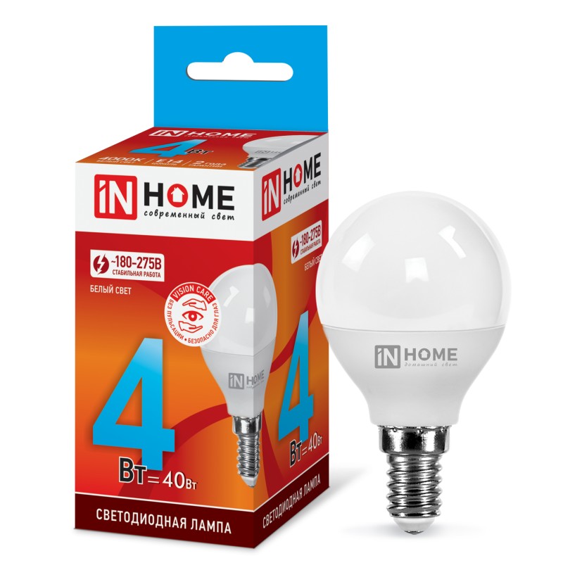 Лампа светодиод /InHome LED-шар E27 4000K 230в 4407625