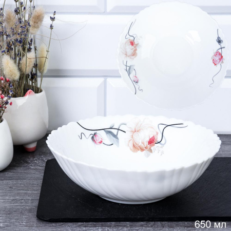 Салатник 650мл 175мм Чайная роза на ветке TW-70 721922