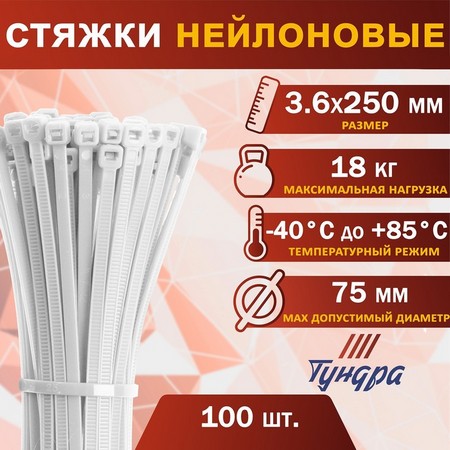 Хомуты нейлон 3,6*250мм 100шт 009353