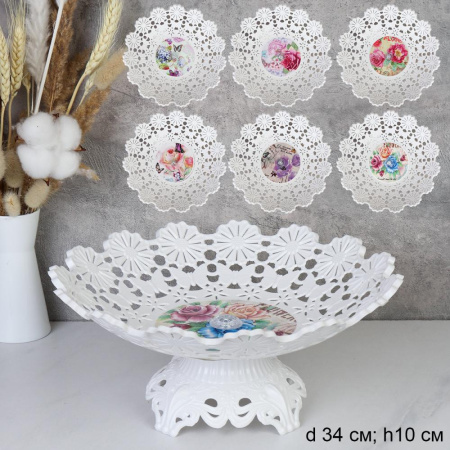 Ваза д/фруктов на ножке 34см 743474